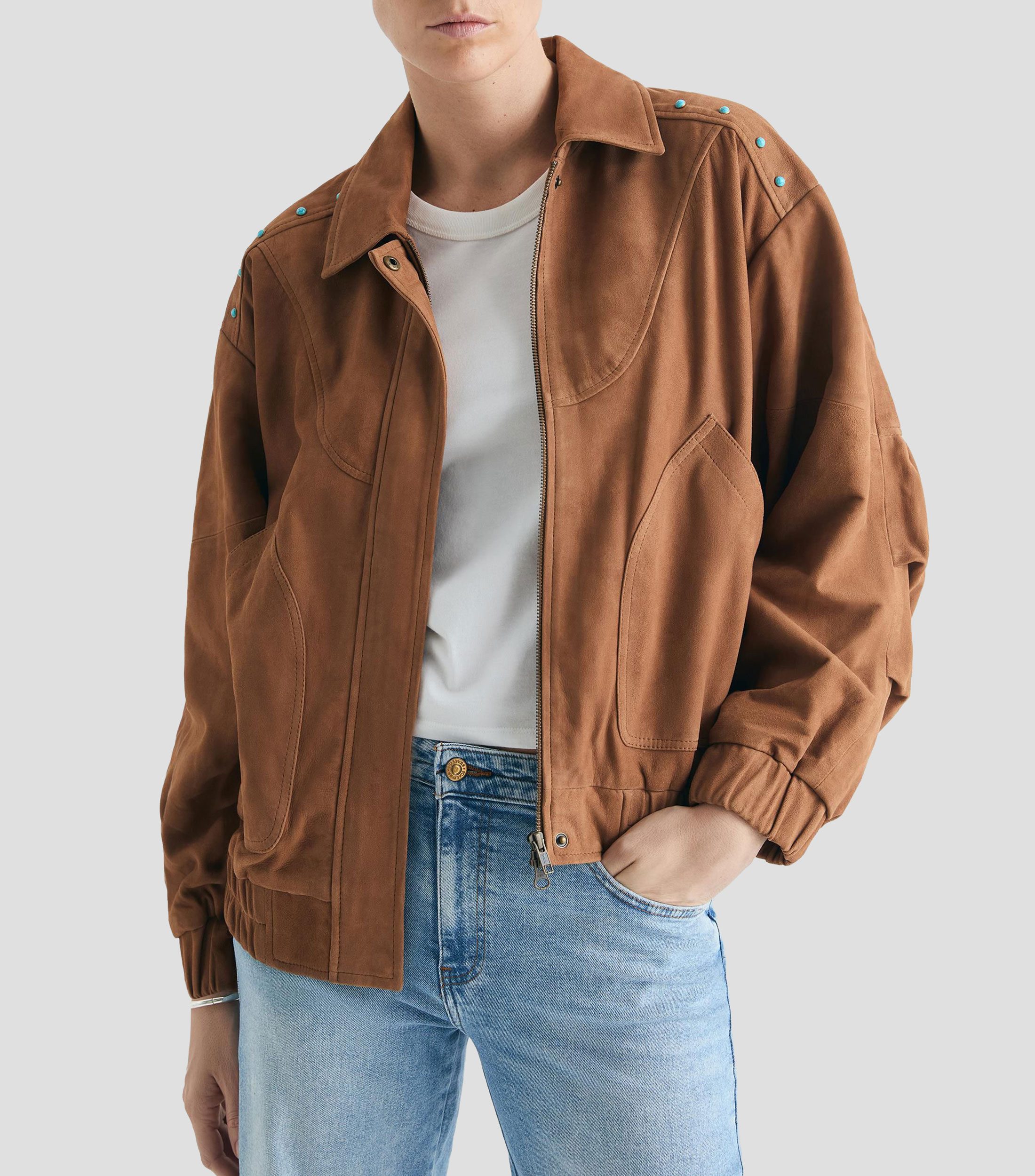 Chamarra Bomber en piel Mujer